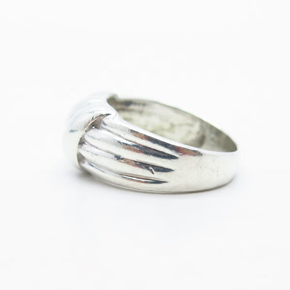 925 Sterling Silver Vintage Ribbed Ring Size 7.75