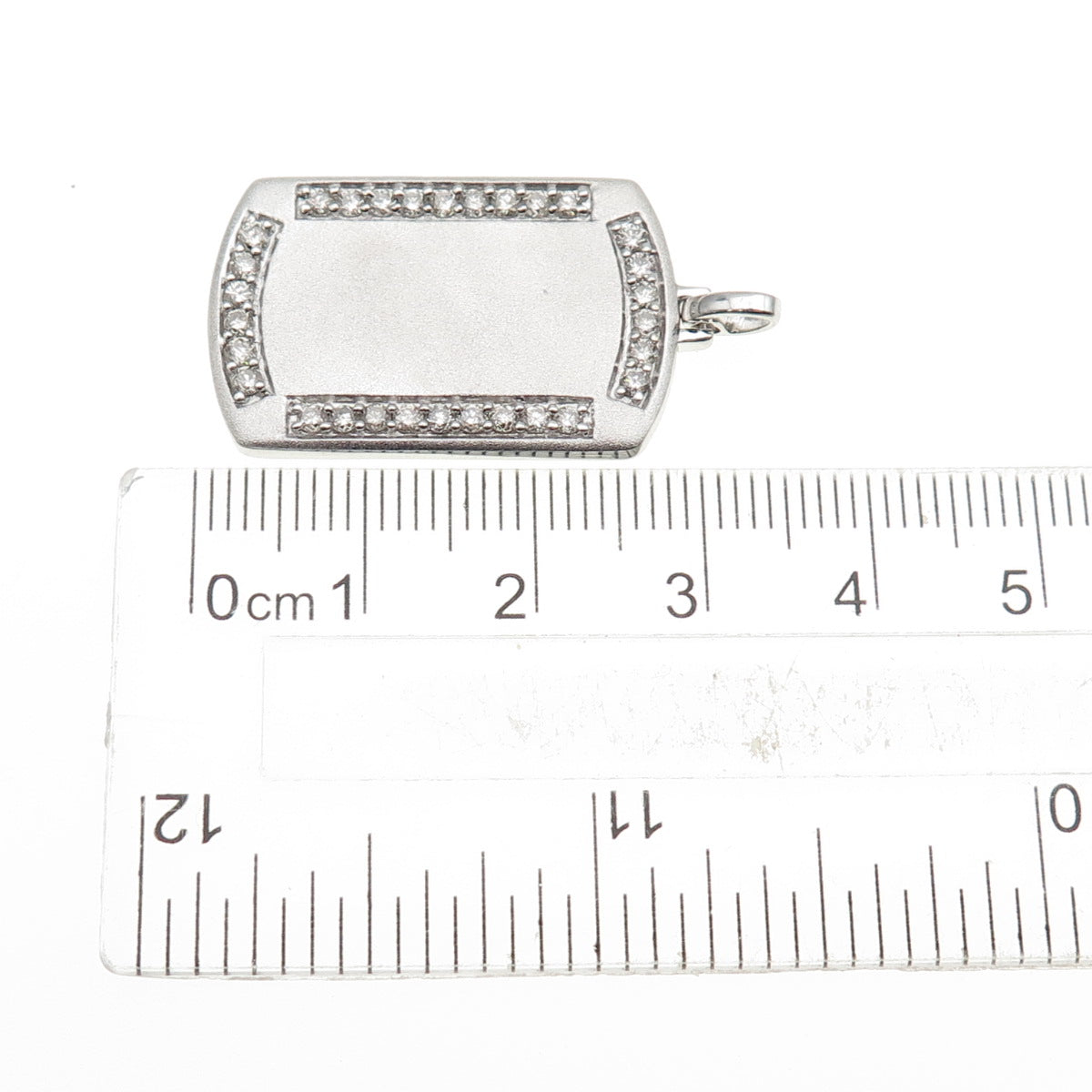 JANE SEYMOUR 925 Sterling Silver Real Round-Cut Diamond Tag Charm Pendant