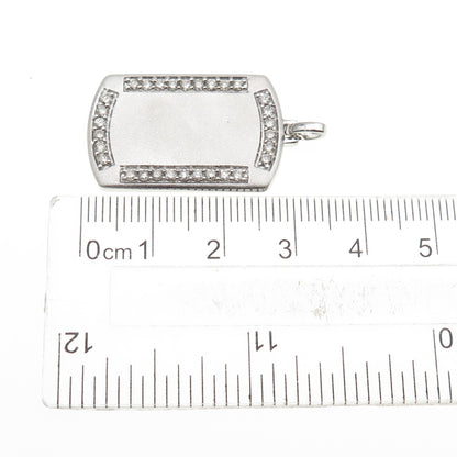 JANE SEYMOUR 925 Sterling Silver Real Round-Cut Diamond Tag Charm Pendant