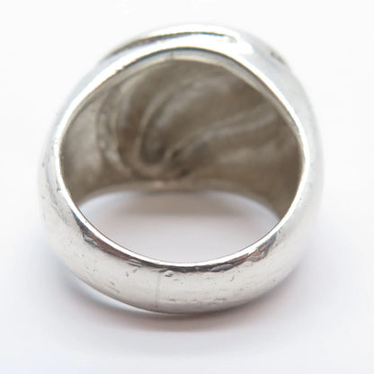 925 Sterling Silver Vintage Ribbed Domed Ring Size 6