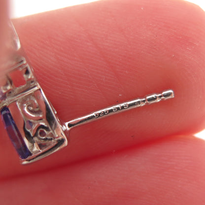 Chuck Clemency 925 Sterling Silver Real Tanzanite Dangle Earrings