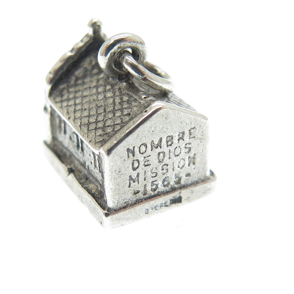 925 Sterling Silver Antique Art Deco "1565 Mission Nombre de Dios" Charm Pendant