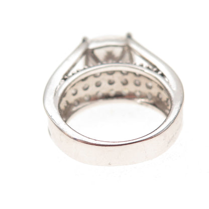 Key Star 925 Sterling Silver Cushion & Round-Cut C Z Engagement Ring Size 6