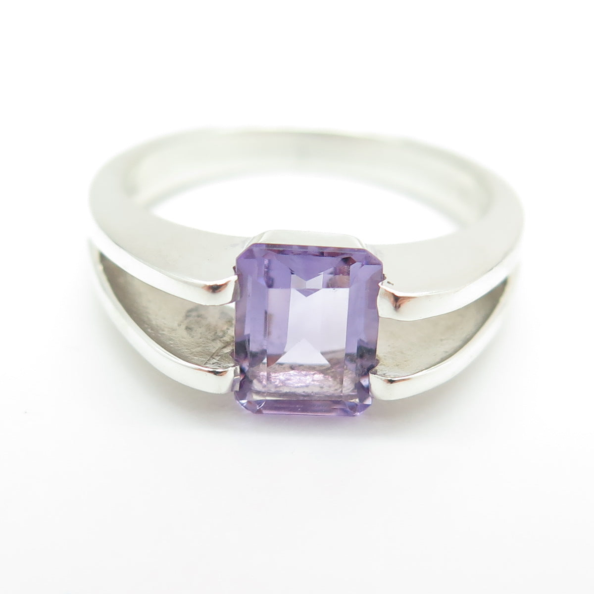 925 Sterling Silver Vintage Real Amethyst Gemstone Ring Size 8.25