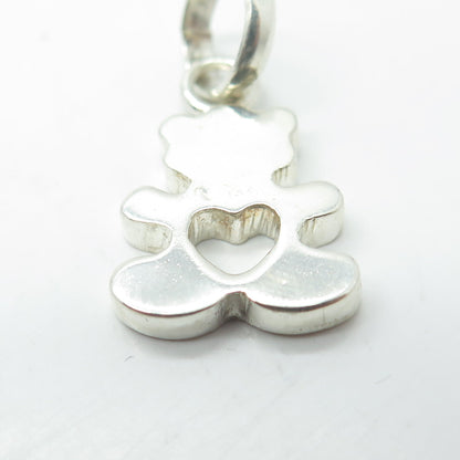 950 Silver Vintage Bear Loving Heart Charm Pendant