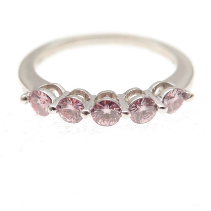 925 Sterling Silver Round-Cut Lavender Moissanite Ring Size 7.25