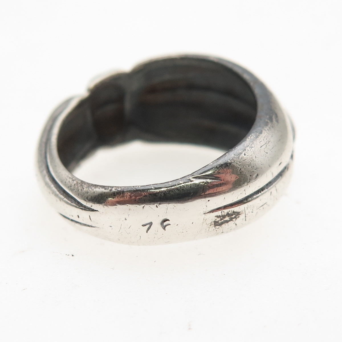 925 Sterling Silver Vintage Italy Modernist Oxidized Ring Size 6.75