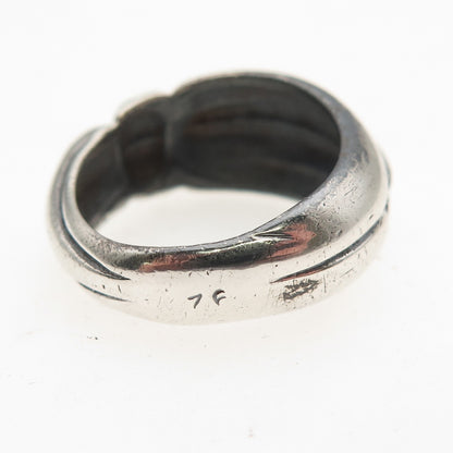 925 Sterling Silver Vintage Italy Modernist Oxidized Ring Size 6.75