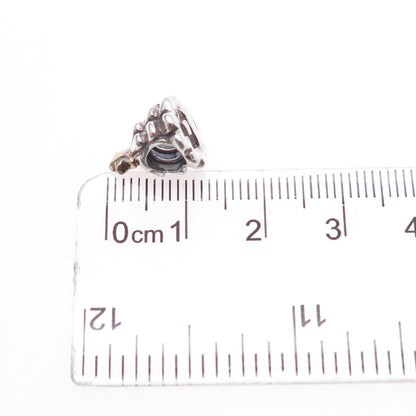 PANDORA 925 Sterling Silver & Gold Christmas Tree Slide Bead Charm