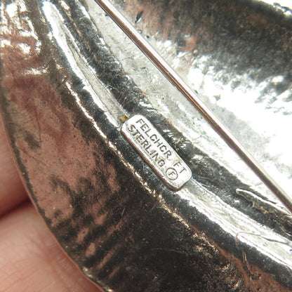 FLETCHER 925 Sterling Silver Vintage Leaf Pin Brooch