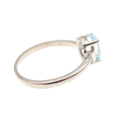 Dazzlers 925 Sterling Silver Real Oval-Cut Blue Topaz Ring Size 6