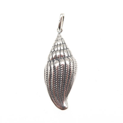 925 Sterling Silver Vintage Seashell Oxidized Charm Pendant