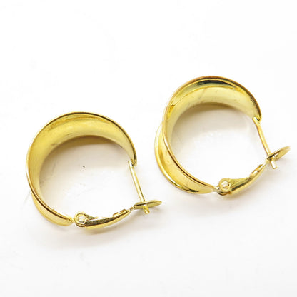 925 Sterling Silver Gold Plated Omega Back Hoop Earrings