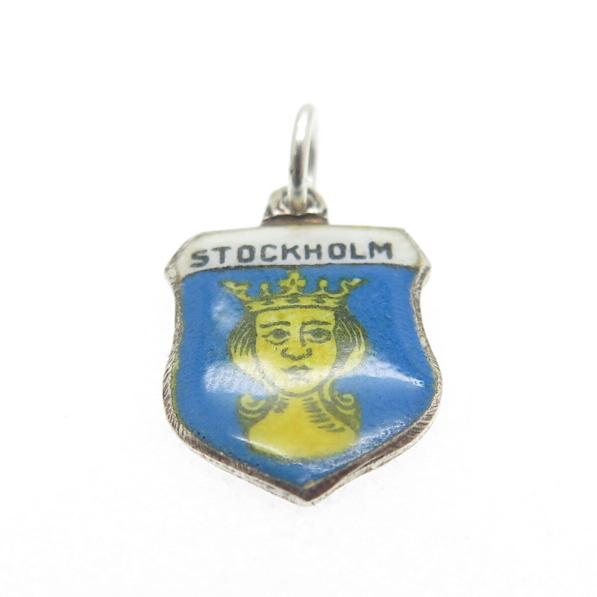 935 Silver Vintage Enamel Stockholm Minimalist Charm Pendant