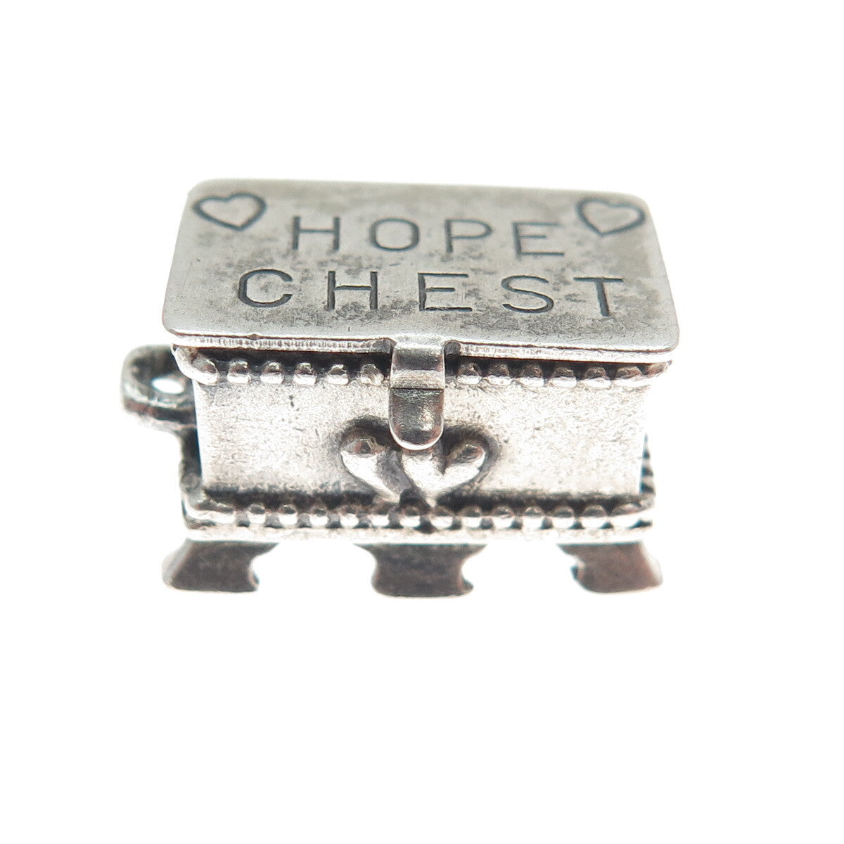 BEAU 925 Sterling Silver Vintage Hope Chest Box Minimalist Charm Pendant