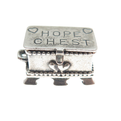 BEAU 925 Sterling Silver Vintage Hope Chest Box Minimalist Charm Pendant