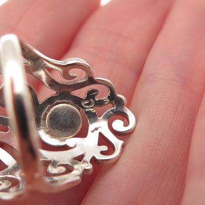 Nuris 925 Sterling Silver Vintage Real Black Onyx Modernist Swirl Ring Size 7