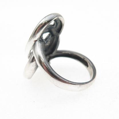 925 Sterling Silver Vintage Modernist Twisted Knot Oxidized Ring Size 6.75