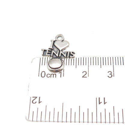 Sundancer 925 Sterling Silver Vintage I Love Tennis Oxidized Mini Charm Pendant