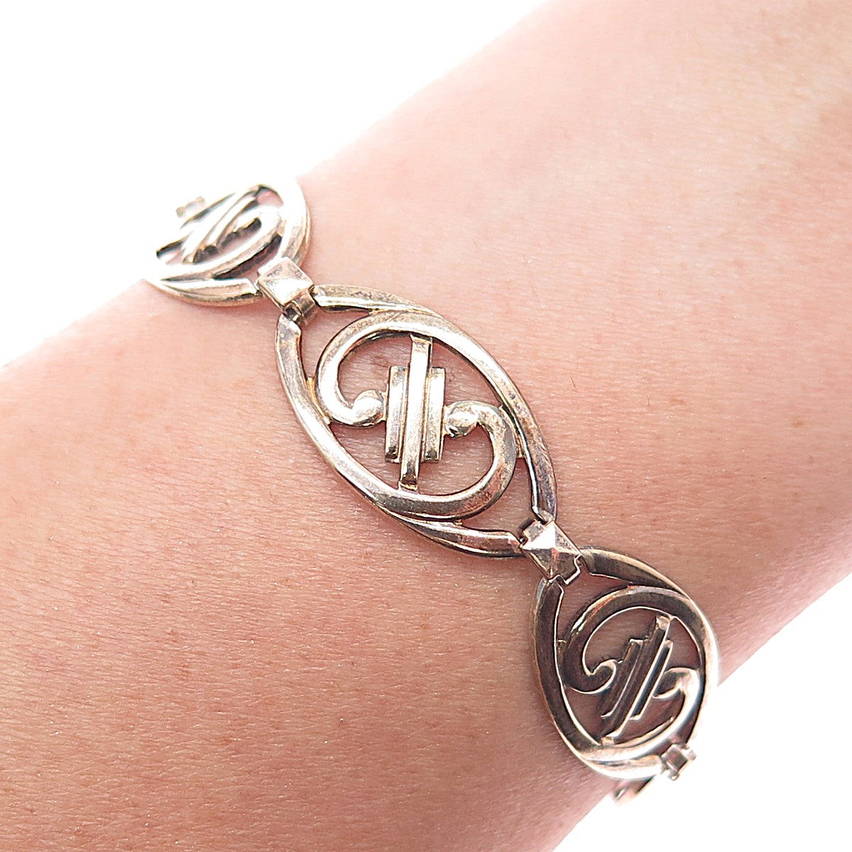 SYMMETALIC 925 Sterling Silver 1/20 14K Gold Filled Antique Bracelet 7.25"