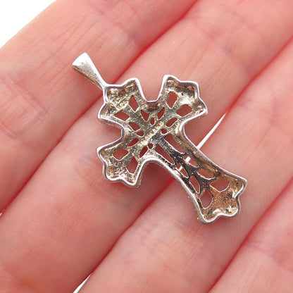 JCM Jacmel Mauritius 925 Sterling Silver Real Diamond Accent Cross Charm Pendant
