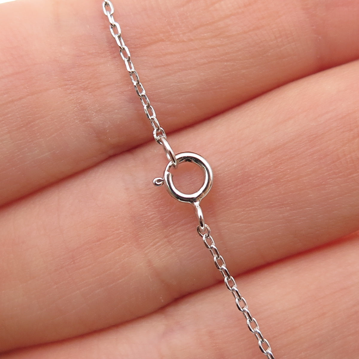 925 Sterling Silver Round-Cut C Z #Smile Cable Chain Necklace 16-18"