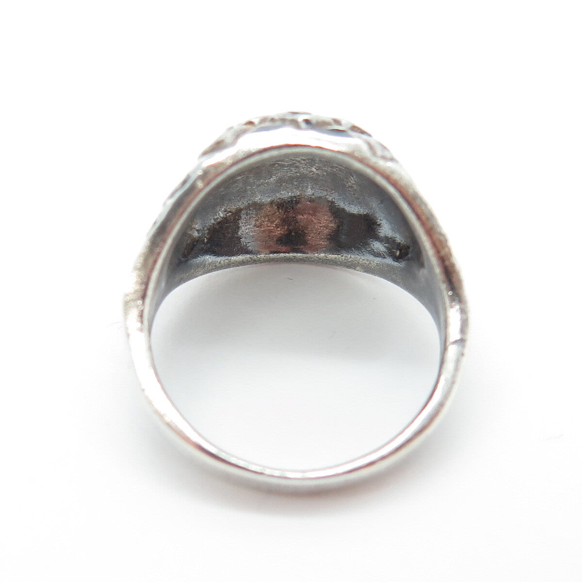 925 Sterling Silver Vintage Dragon Skin Dome Oxidized Ring Size 6.25