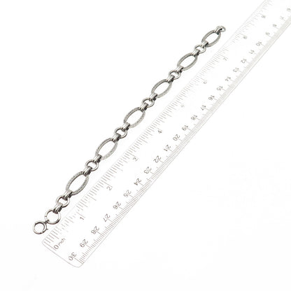 925 Sterling Silver Vintage Engraved Multi-Link Oxidized Bracelet 7.5"