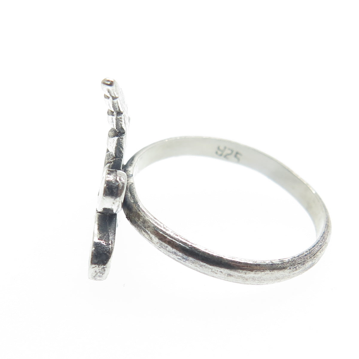 925 Sterling Silver Vintage Real Mother-of-Pearl Dragonfly Ring Size 5.75