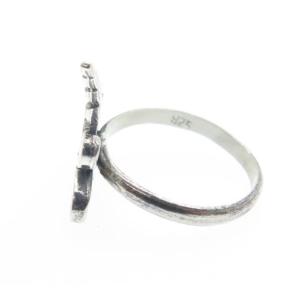 925 Sterling Silver Vintage Real Mother-of-Pearl Dragonfly Ring Size 5.75