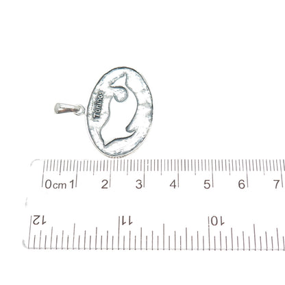 925 Sterling Silver Vintage Toninos Dolphin Oxidized Charm Pendant