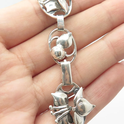 925 Sterling Silver Vintage Lily Floral Necklace 14"
