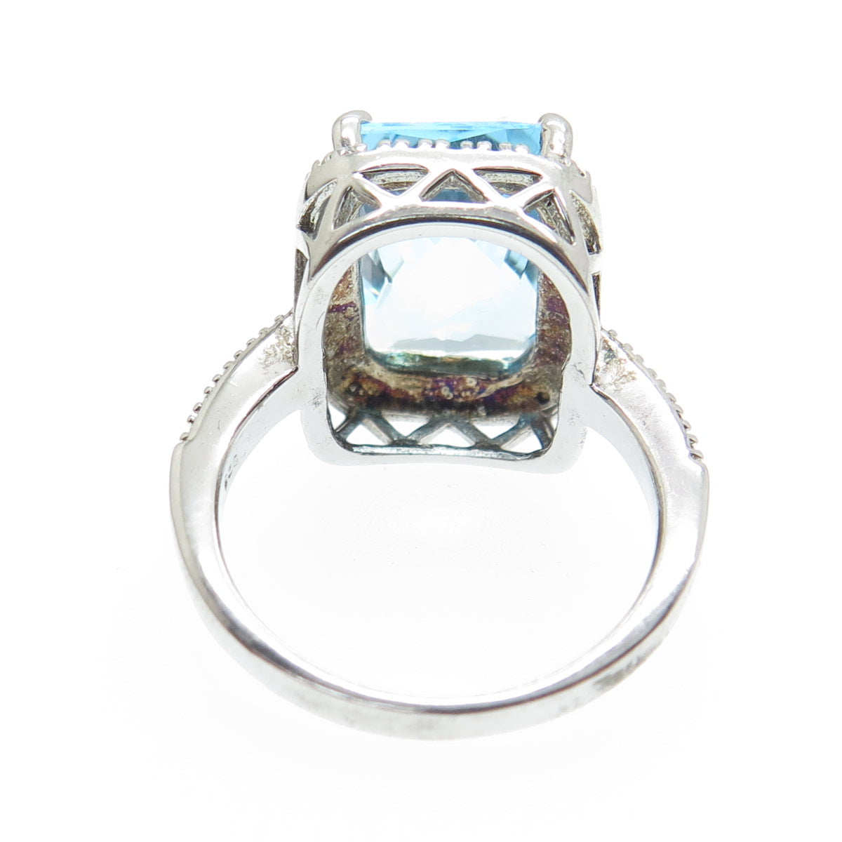 925 Sterling Silver Real Blue & White Topaz Ring Size 7