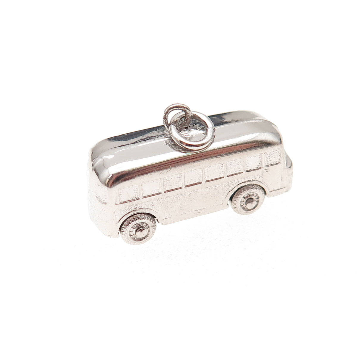 925 Sterling Silver Vintage School Bus 3D Charm Pendant