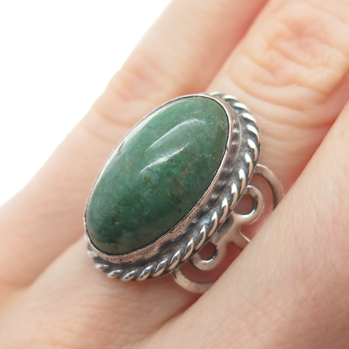 925 Sterling Silver Vintage Mexico Real Royston Turquoise Heart Ring Size 6.25