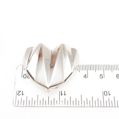 925 Sterling Silver Vintage Modernist Heart Slide Pendant