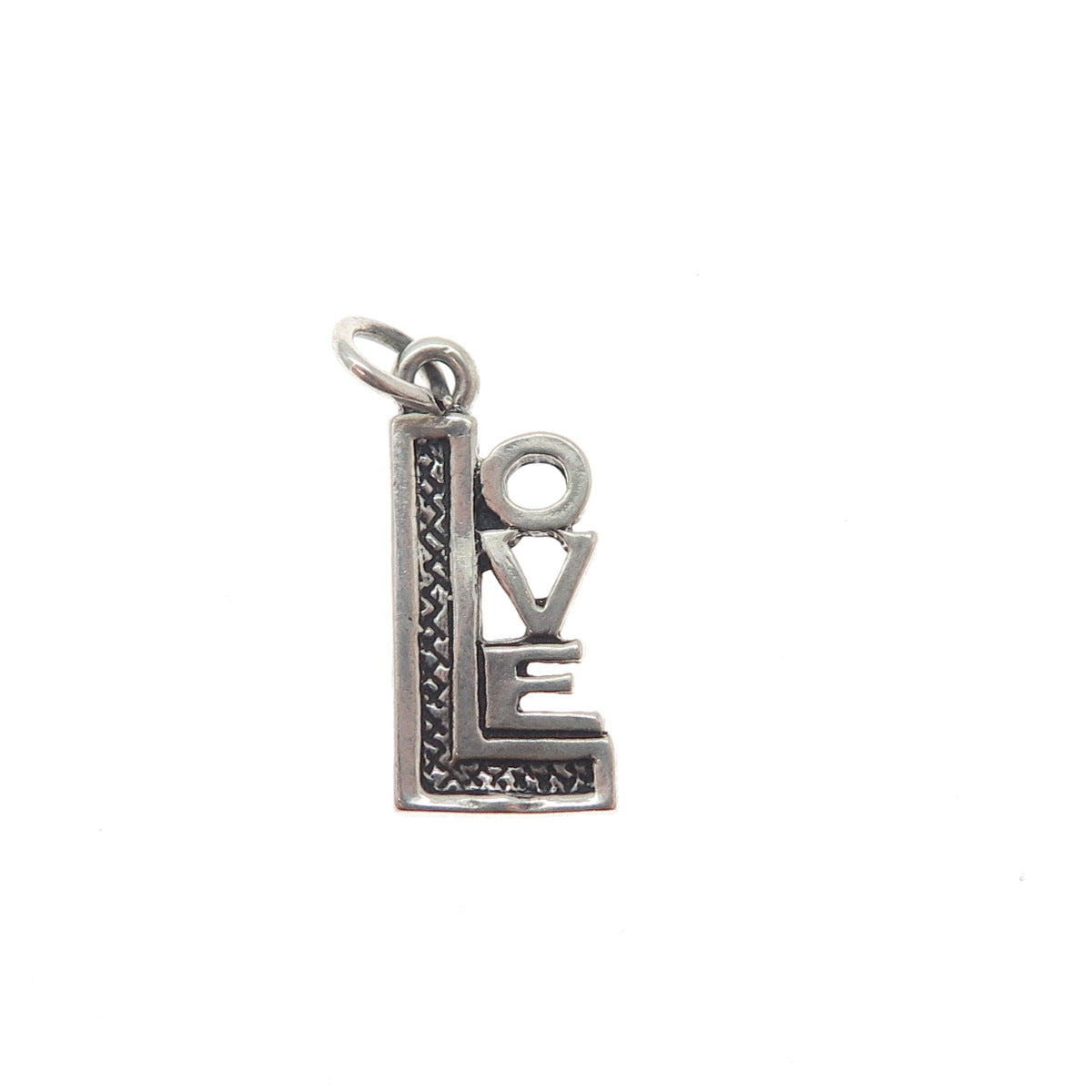 925 Sterling Silver Vintage Love Oxidized Minimalist Charm Pendant