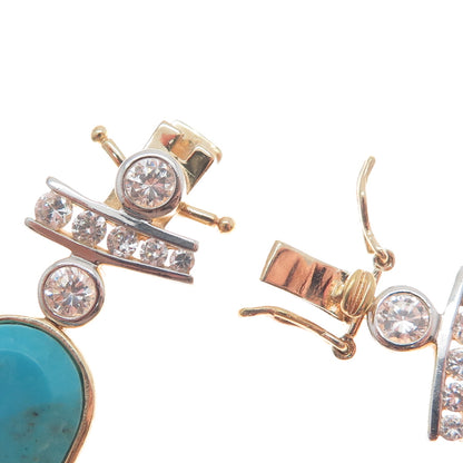 ROSS SIMONS 925 Sterling Silver 2-Tone Real Turquoise Onyx & C Z Bracelet 8"