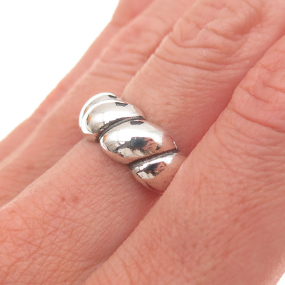 925 Sterling Silver Vintage Modernist Oxidized Ring Size 6.75