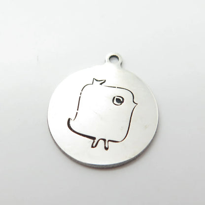 925 Sterling Silver USA Two In Town Chick Bird Charm Pendant