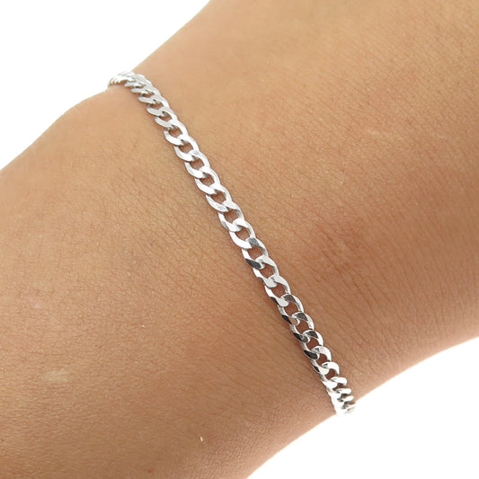 P. LUX 925 Sterling Silver Italy Curb Link Bracelet 8"