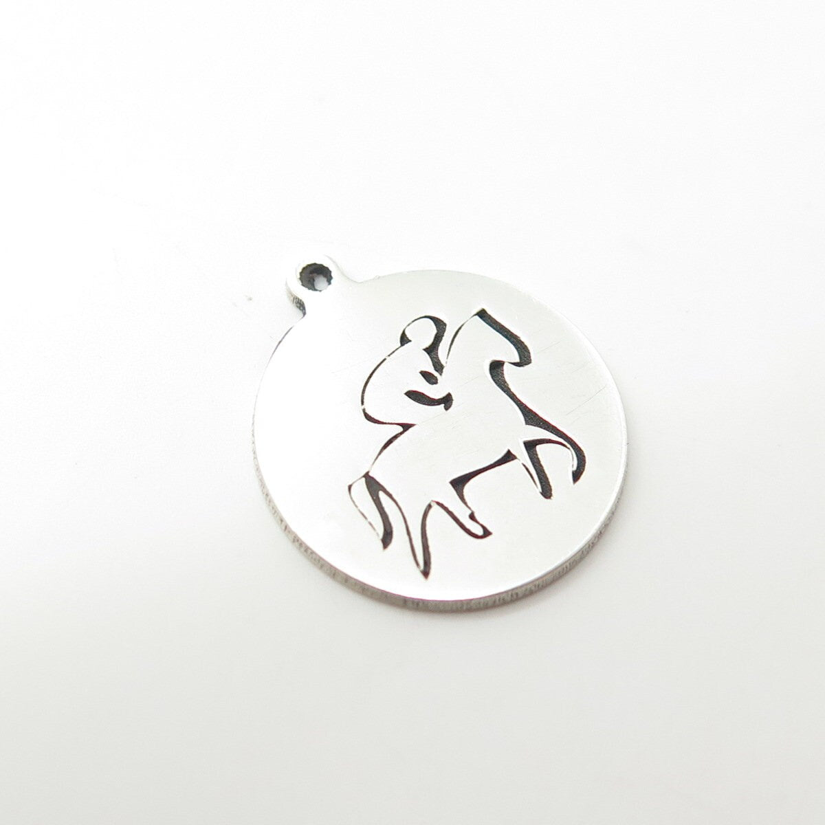 925 Sterling Silver USA Two In Town Rider & Horse Charm Pendant