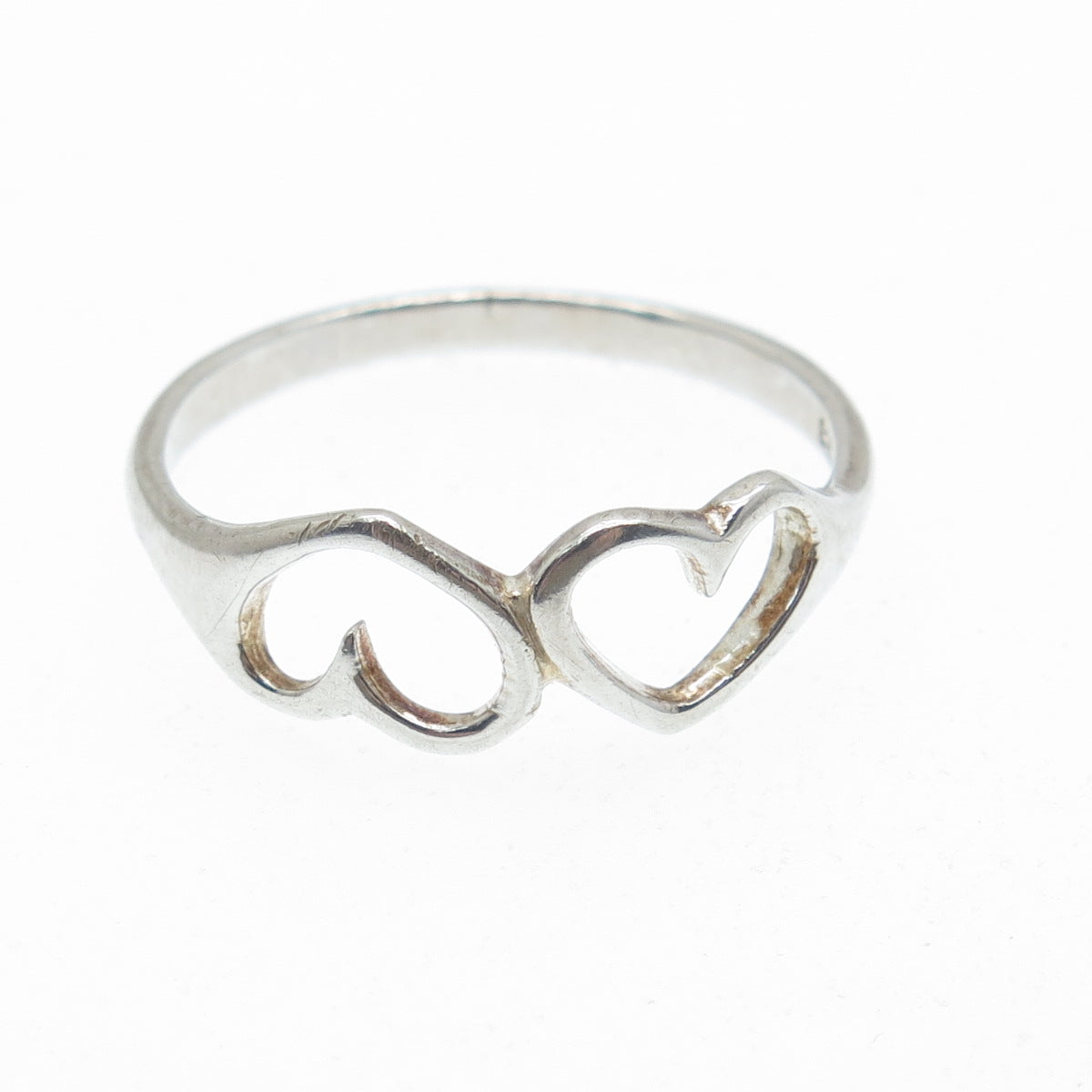 CHARLES WINSTON 925 Sterling Silver Vintage Couple of Hearts Ring Size 8.75