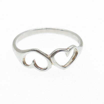 CHARLES WINSTON 925 Sterling Silver Vintage Couple of Hearts Ring Size 8.75