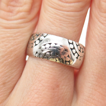 925 Sterling Silver Vintage Modernist Sun Oxidized Band Ring Size 8.25