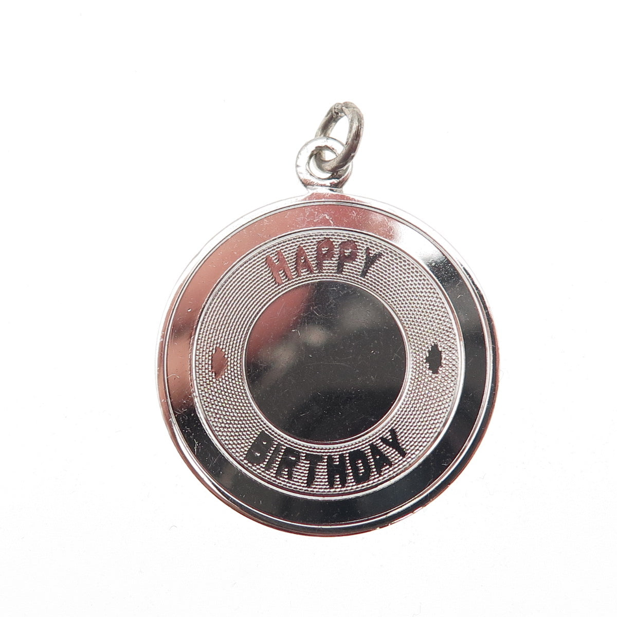 WELLS 925 Sterling Silver Vintage Happy Birthday Charm Pendant