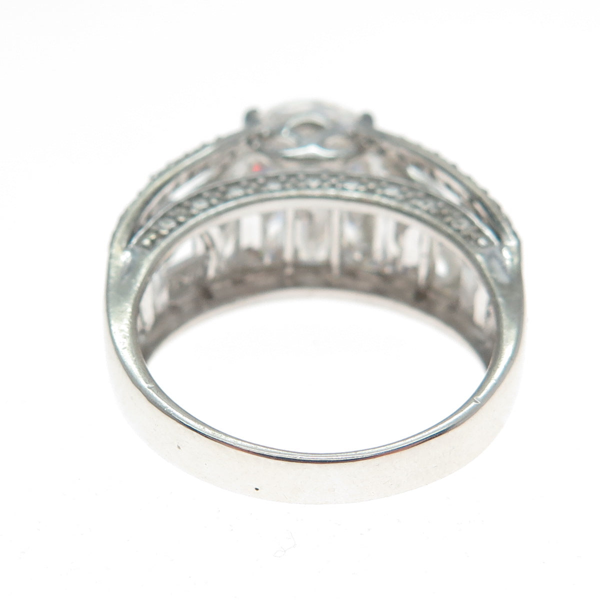 925 Sterling Silver Round-Cut C Z Crisscrossed Engagement Ring Size 9