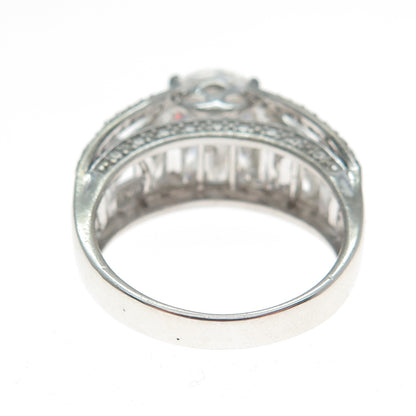 925 Sterling Silver Round-Cut C Z Crisscrossed Engagement Ring Size 9