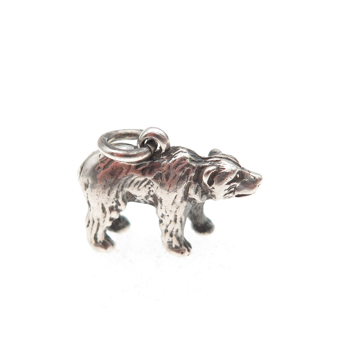925 Sterling Silver Vintage Bear Oxidized 3D Mini Charm Pendant