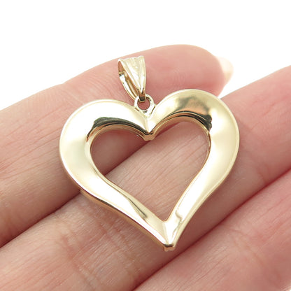 14K Yellow & White Gold Diamond-Cut Heart Minimalist Charm Pendant